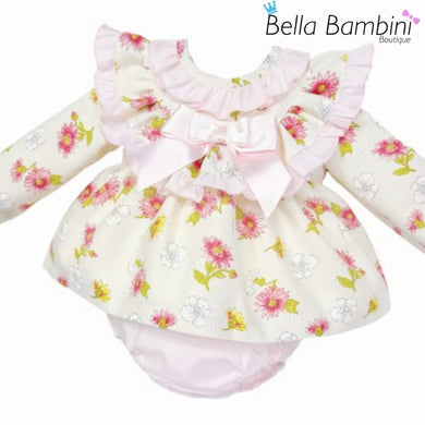 Wee Me Baby Girls Pink and Cream Frill Jam Set