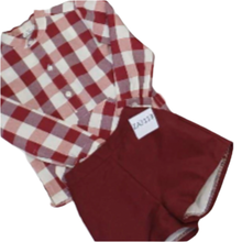 Load image into Gallery viewer, Ceyber Baby Boys Burgundy Check Short Set