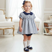 Load image into Gallery viewer, Dulce De Fresa Baby Girls Navy Dress &amp; Bloomers