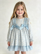 Load image into Gallery viewer, Ceyber Girls Blue Rocking Horse Double Bow Dress