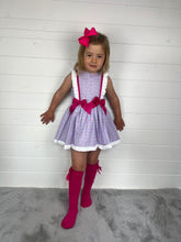 Load image into Gallery viewer, Ceyber Girls Lilac Cherry Double Bow Dress