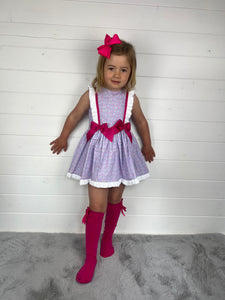 Ceyber Girls Lilac Cherry Double Bow Dress