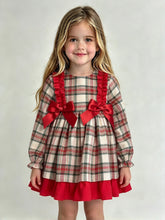 Load image into Gallery viewer, Ceyber Girls White Tartan Double Bow Dress