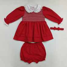 Load image into Gallery viewer, Mabini Girls Red Smock Dress