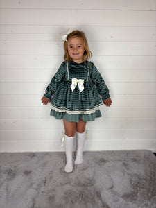 Ceyber Green Check Velvet Dress