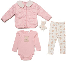 Load image into Gallery viewer, Lily &amp; Jack Girls Pink Teddy Bear Quilted Jacket 4 Piece Set