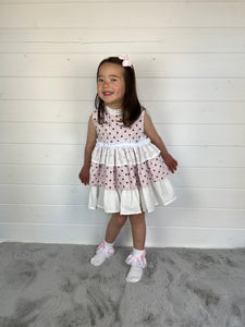Ceyber Girls Pink Polka Puffball Style Dress