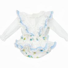 Load image into Gallery viewer, Wee Me Baby Girls Blue Floral Romper Set