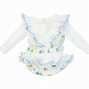 Wee Me Baby Girls Blue Floral Romper Set