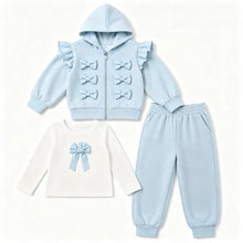Load image into Gallery viewer, Giorgio Bambini Older Girls Blue Bow 3 Piece Lounge Set
