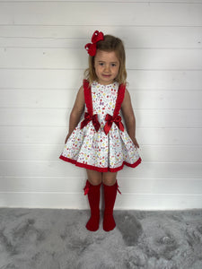 Ceyber Girls Red Fruit Double Bow Dress