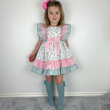 Load image into Gallery viewer, Ceyber Girls Pink Floral Gingham Dress