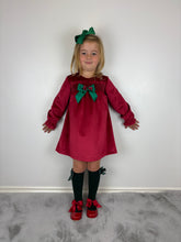 Load image into Gallery viewer, Ceyber Red and Green Velvet Dress