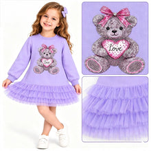Load image into Gallery viewer, Giorgio Bambini Lilac Tulle Diamante Teddy Bear Dress