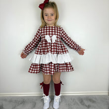Load image into Gallery viewer, Ceyber Girls Burgundy Gingham Dress