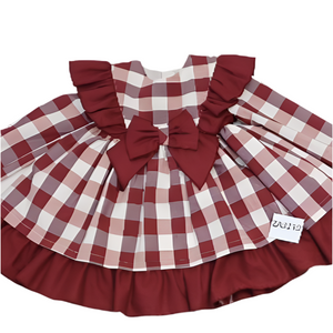 Ceyber Older Girls Burgundy Check Dress