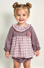 Load image into Gallery viewer, Rapife Baby Girls Dusty Purple Checked Pom Dress