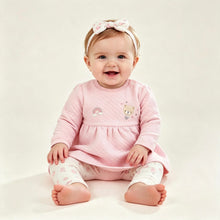 Load image into Gallery viewer, Pure &amp; Soft Baby Girls Quilted Animal Print Dress &amp; Legging Set