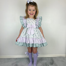 Load image into Gallery viewer, Ceyber Girls Lilac Floral Gingham Dress