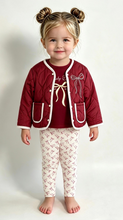 Load image into Gallery viewer, Lily &amp; Jack Girls Burgundy Bow Quilted Jacket 3 Piece Set
