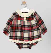 Load image into Gallery viewer, Rapife Baby Girls Cream &amp; Red Tartan Dress