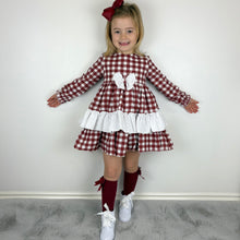Load image into Gallery viewer, Ceyber Girls Burgundy Gingham Dress