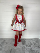 Load image into Gallery viewer, Ceyber Girls Red Fruit Double Bow Dress