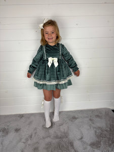 Ceyber Green Check Velvet Dress