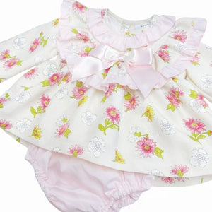 Wee Me Baby Girls Pink and Cream Frill Jam Set