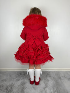 Wee Me Red Ruffle Coat