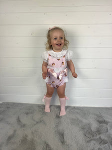 Ceyber Baby Girls Pink Teddy Romper