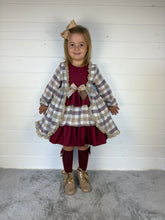 Load image into Gallery viewer, Ceyber Girls Burgundy and Tan Dress