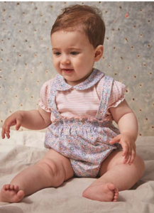 Babidu Baby Girls Floral Peach Romper Set