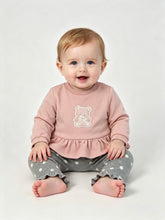Load image into Gallery viewer, iDO Baby Girls Grey Polka Dot Teddy Leggings