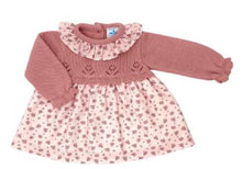 Load image into Gallery viewer, Sardon Baby Girls Pink Floral Half Knit Dress