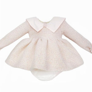 Wee Me Baby Girls Pink Bow Collar Dress