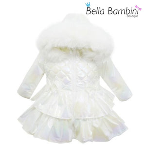 Wee Me White Iridescent Short Padded Coat