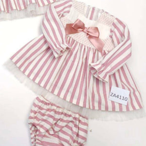 Ceyber Baby Girls Dusky Pink Stripe Dress