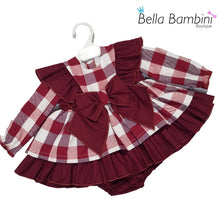 Load image into Gallery viewer, Ceyber Baby Girls Burgundy Check Dress