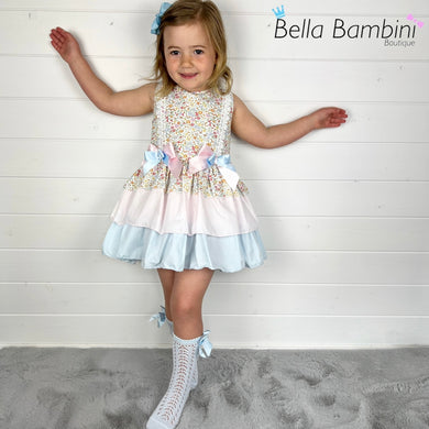 Ceyber Girls Pink And Blue Puffball Style Dress