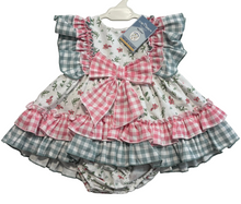 Load image into Gallery viewer, Ceyber Girls Pink Floral Gingham Dress