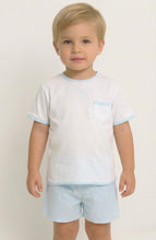 Load image into Gallery viewer, Sardon Baby Boys Turquoise Stripe Short Set