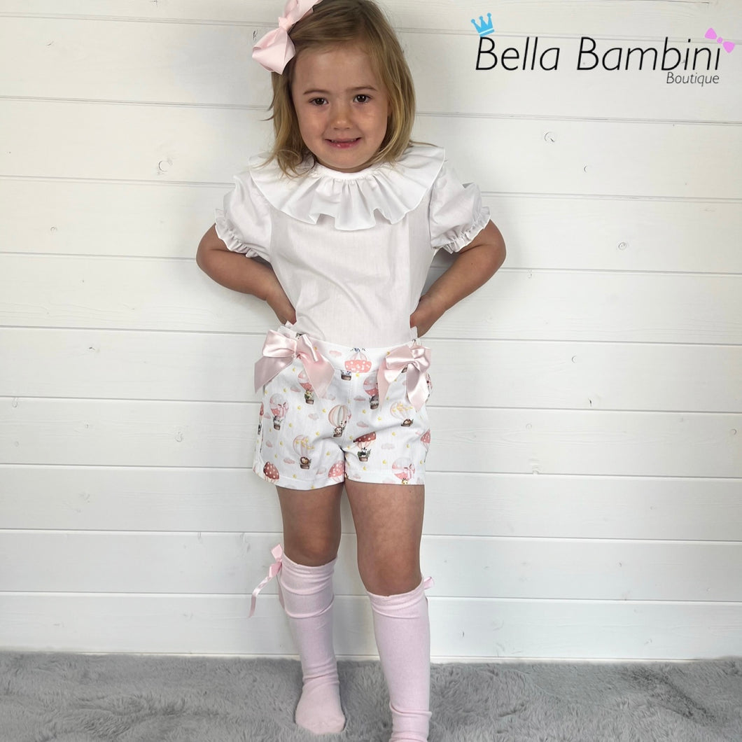 Ceyber Girls Pink Hot Air Balloon Short Set