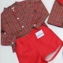 Load image into Gallery viewer, Ceyber Baby Boys Red Tartan Short Set