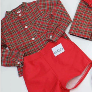 Ceyber Baby Boys Red Tartan Short Set