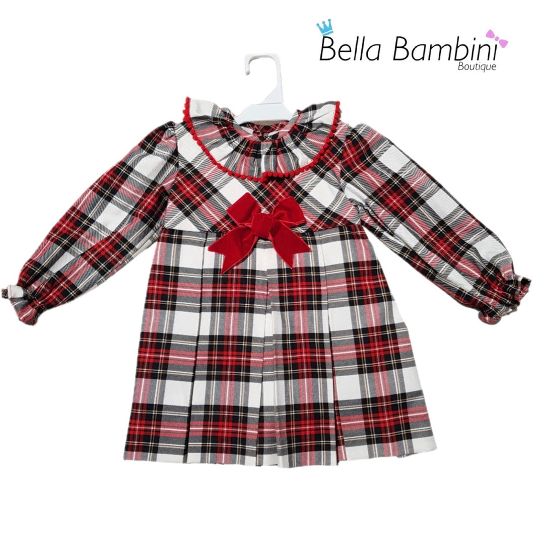 Baby Ferr Older Girls Velvet Bow Check Dress