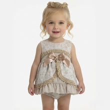 Load image into Gallery viewer, Ceyber Baby Girls Beige Floral Frill Dress