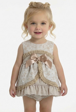 Load image into Gallery viewer, Ceyber Baby Girls Beige Floral Frill Dress
