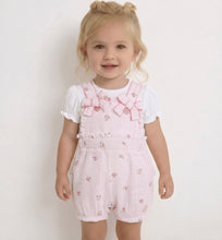 Load image into Gallery viewer, Mintini Baby Girls Pink Crinkle Floral Dungaree Set
