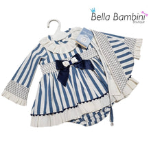 Load image into Gallery viewer, Ceyber Baby Girls Navy Stripe Dress